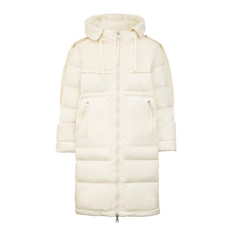 Women's Splicing Loose Long Style White Down Jacket