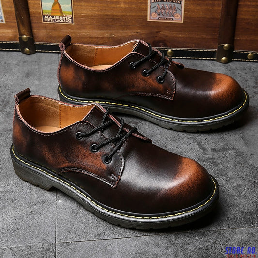 Men Leather Martin Shoes Handmade Breathable Dress Shoes Flats