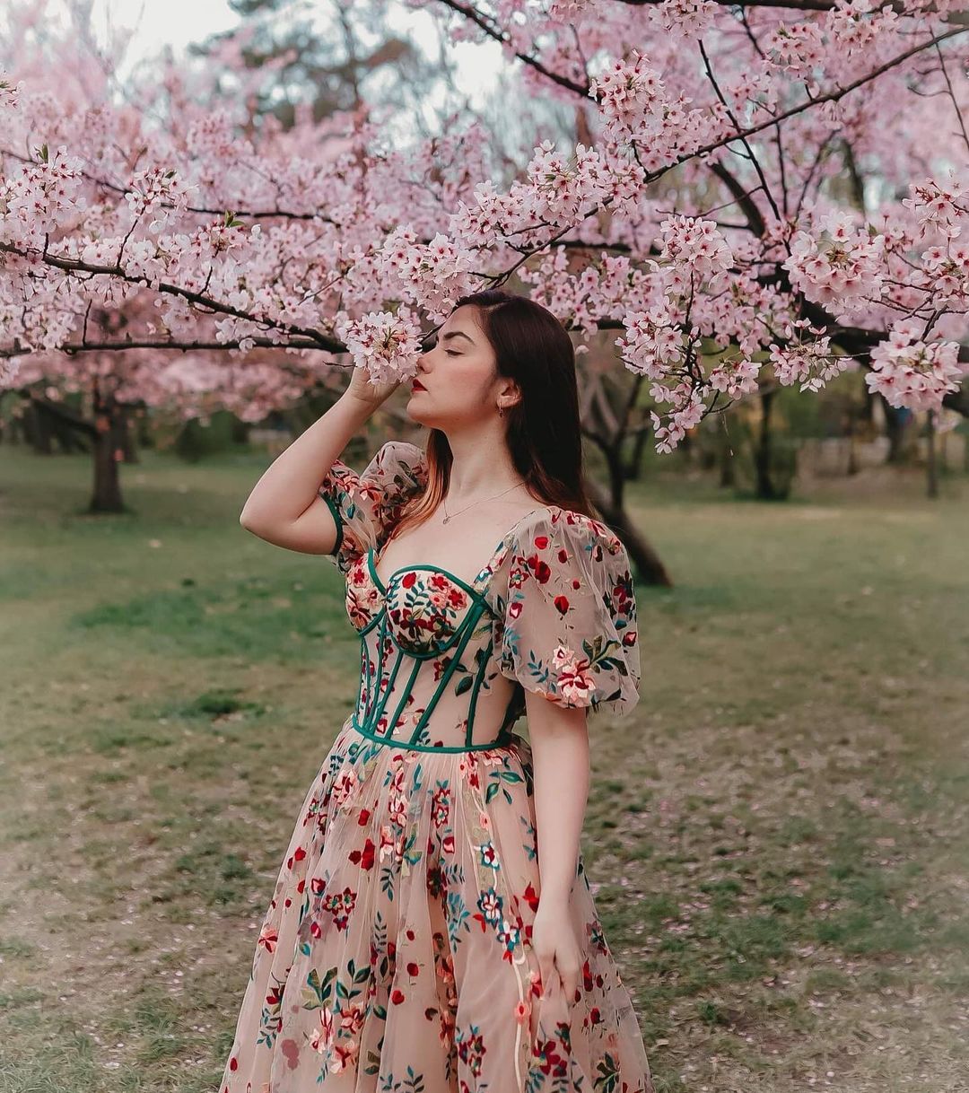 Princess  Fluffy Tulle Floral Dress With Train