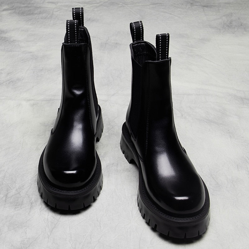 Men's  warm  winter shoes genuine leather platform boot