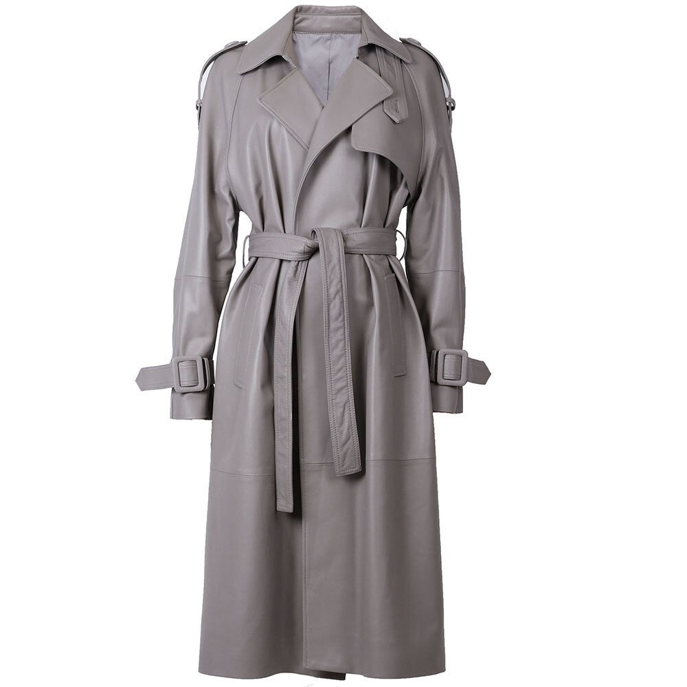 Long Leather Coat  Trench For Women