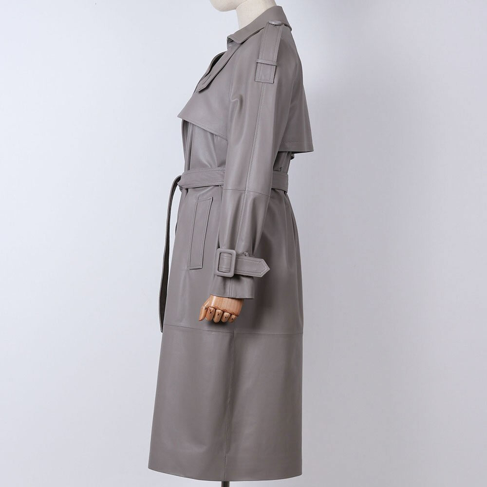 Long Leather Coat  Trench For Women