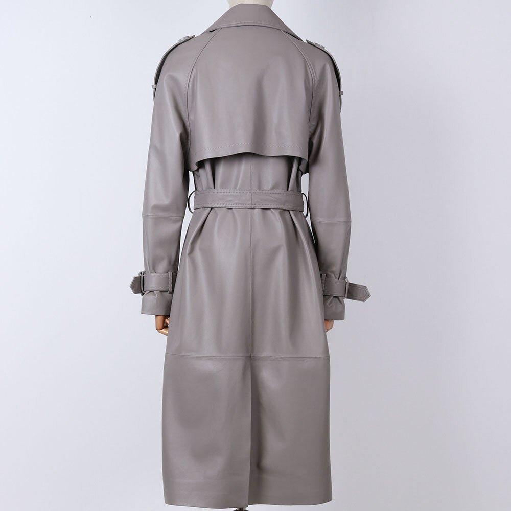 Long Leather Coat  Trench For Women