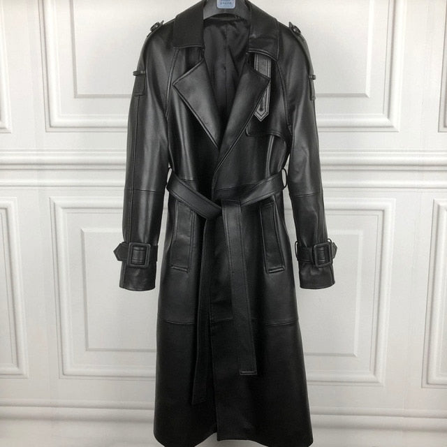 Long Leather Coat  Trench For Women