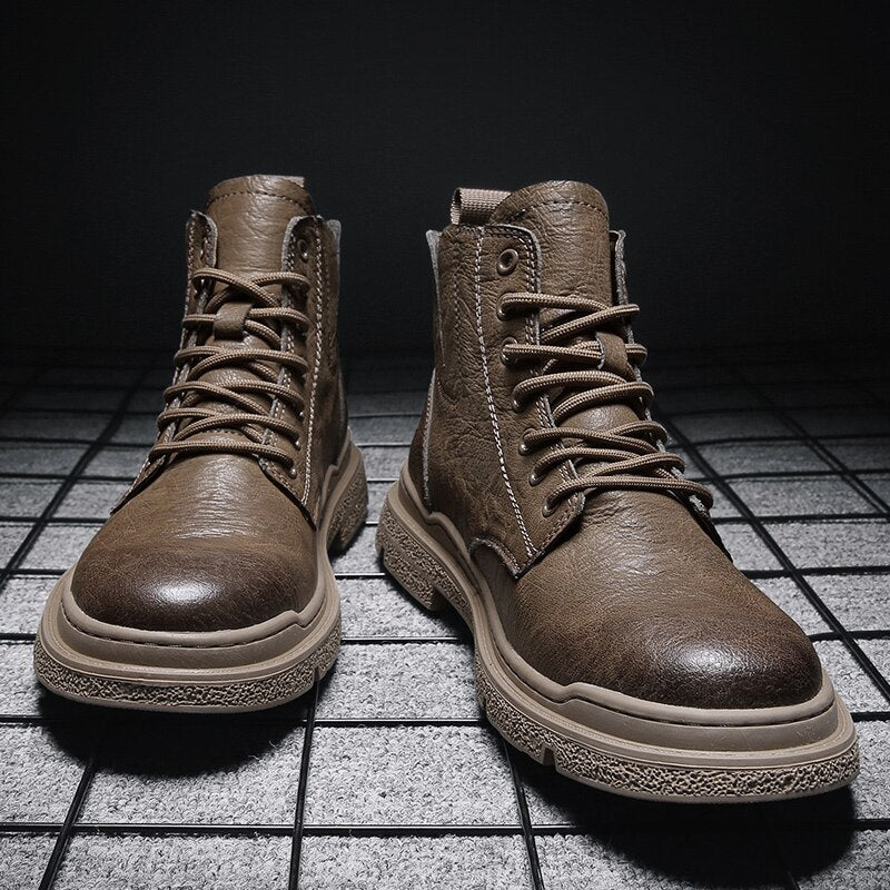 Men  Casual British Handmade Tooling Ankle Boots