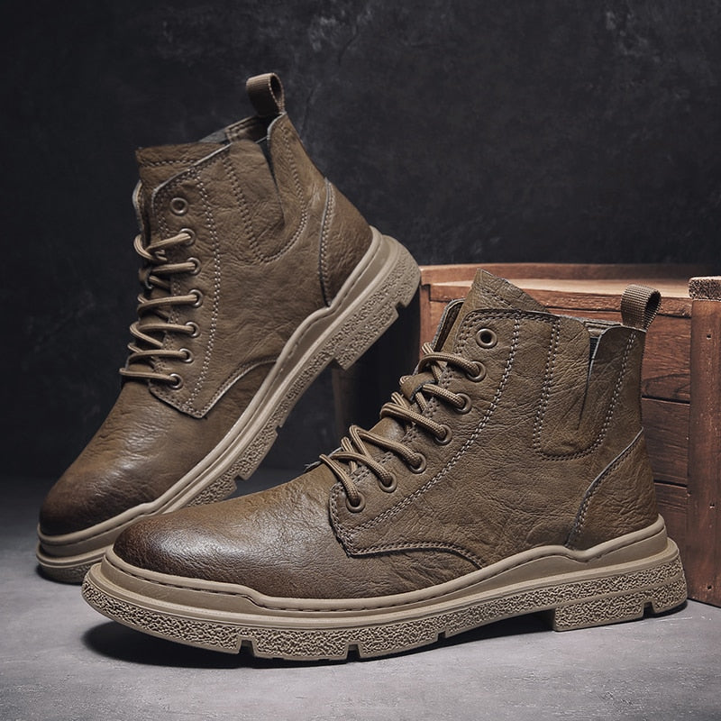 Men  Casual British Handmade Tooling Ankle Boots