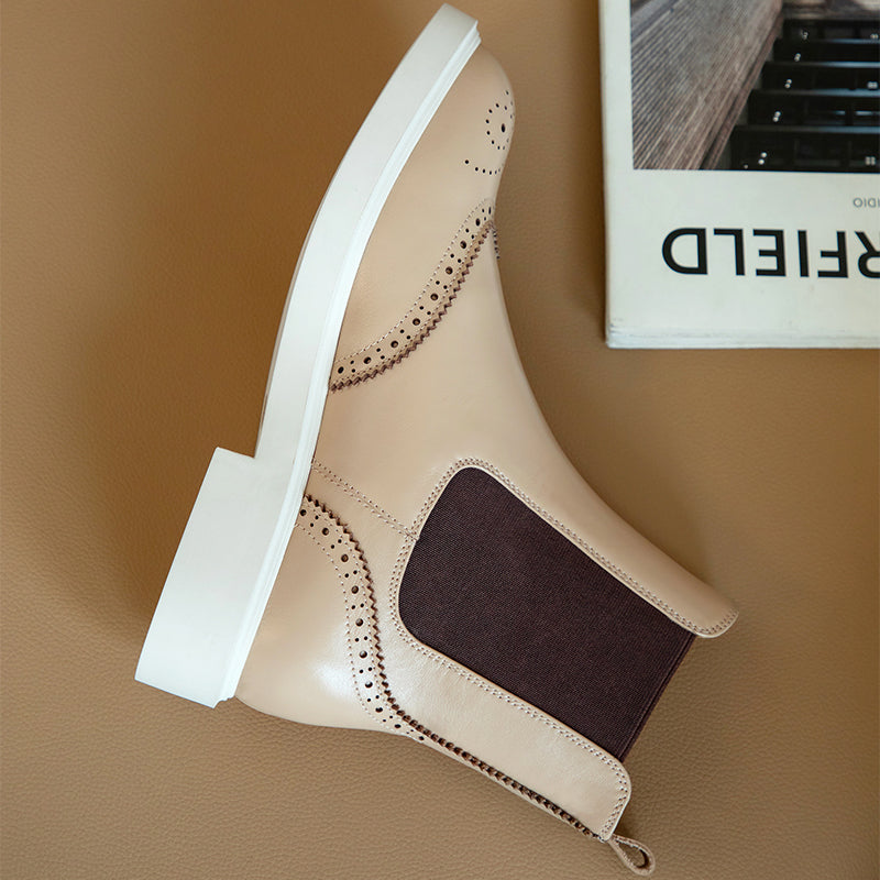 Genuine Leather Low Heels Ladies Booties