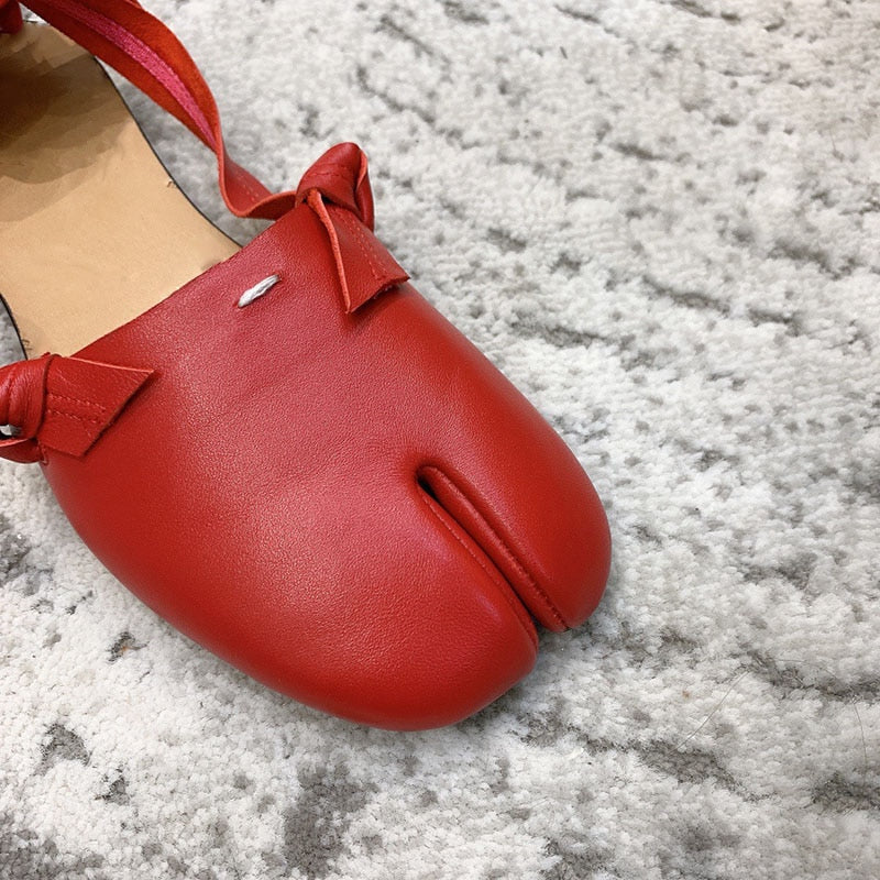 Soft Leather Split Toe Ballet Sandals