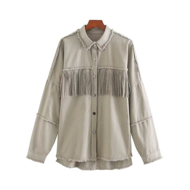 Vintage Tassel Beaded Women Jacket Coat