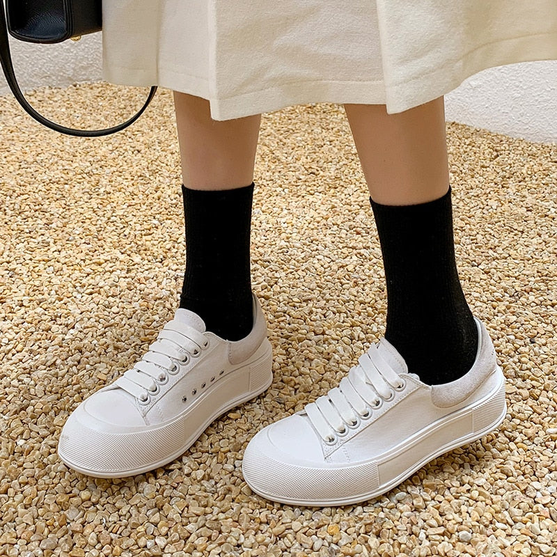 Flat Platform Canvas Sneakers Women