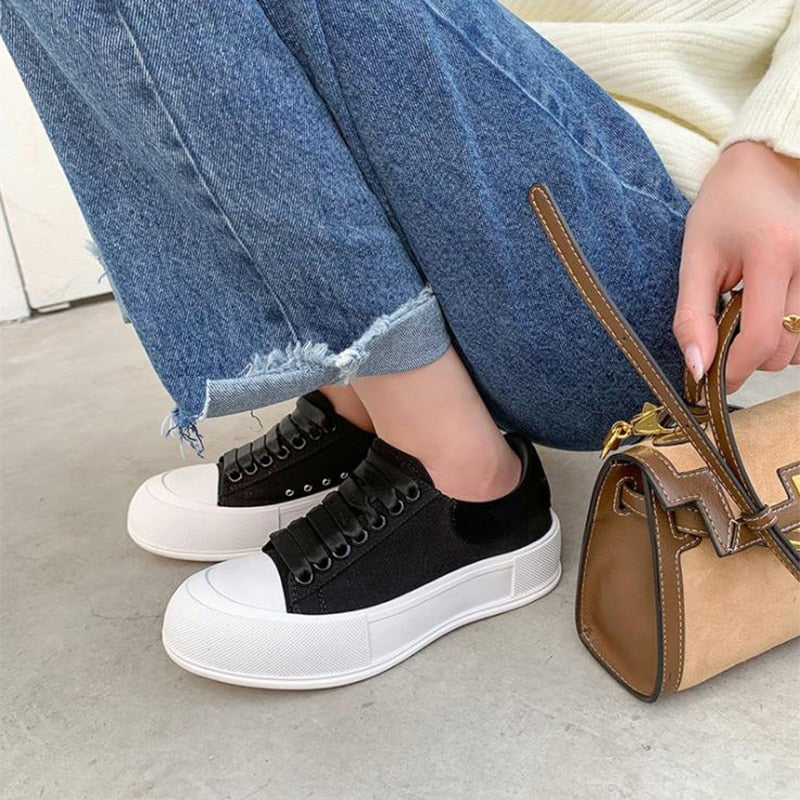 Flat Platform Canvas Sneakers Women