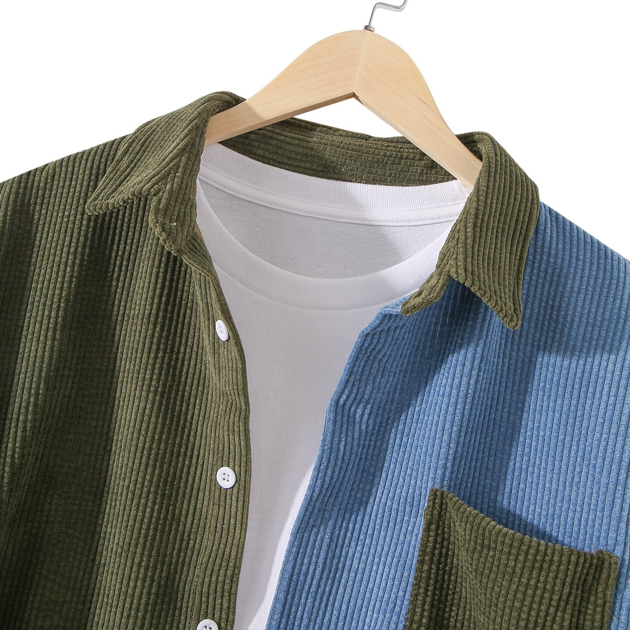 Men’s Contrast Patchwork Casual Shirts