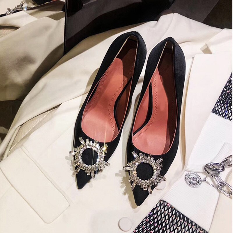 High Heels Women Crystal Diamond Buckle Sexy Shoes