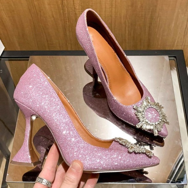 High Heels Women Crystal Diamond Buckle Sexy Shoes