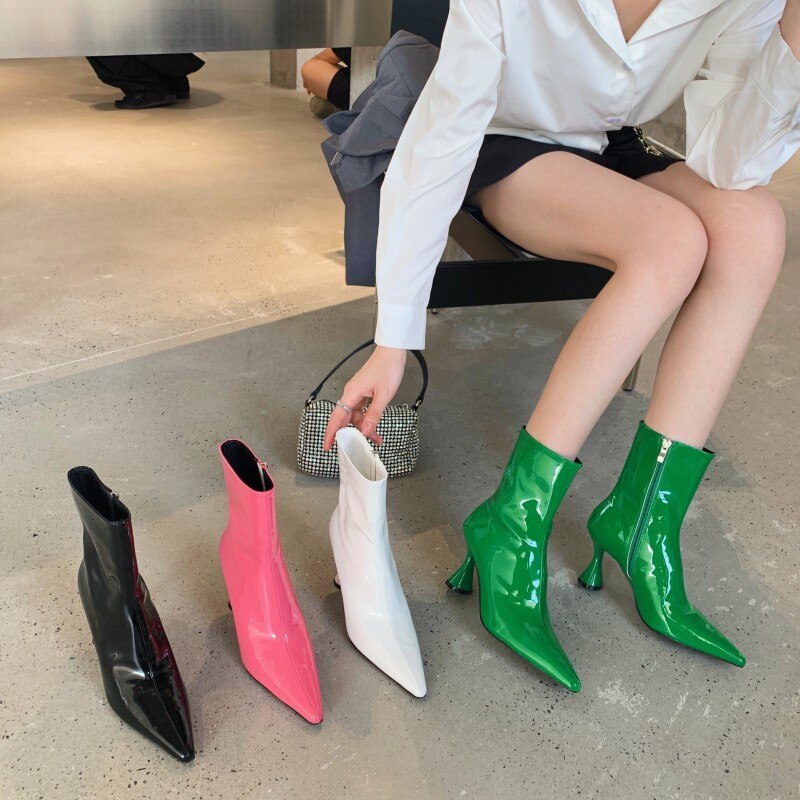 Winter Women Ankle Boots Shoe Patent Leather