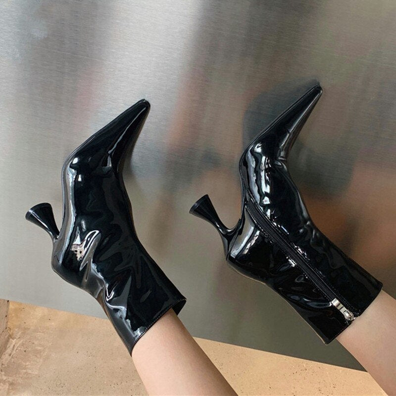 Winter Women Ankle Boots Shoe Patent Leather