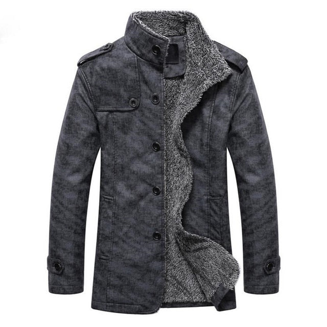 Men Slim Fit  Stand Collar  Coat