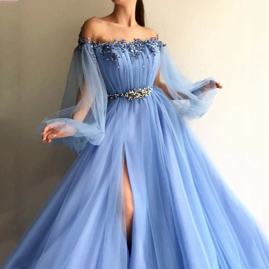 Elegant Prom Dresses Puff Long Sleeves