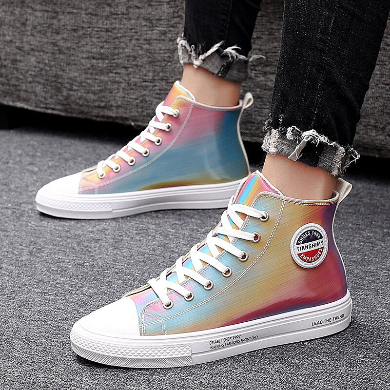 Men's Color-changing Canvas Shoes Outdoor Waterproof Trendy Flashing Boarding Shoe Summer Casual Comfortable Running Sneakers