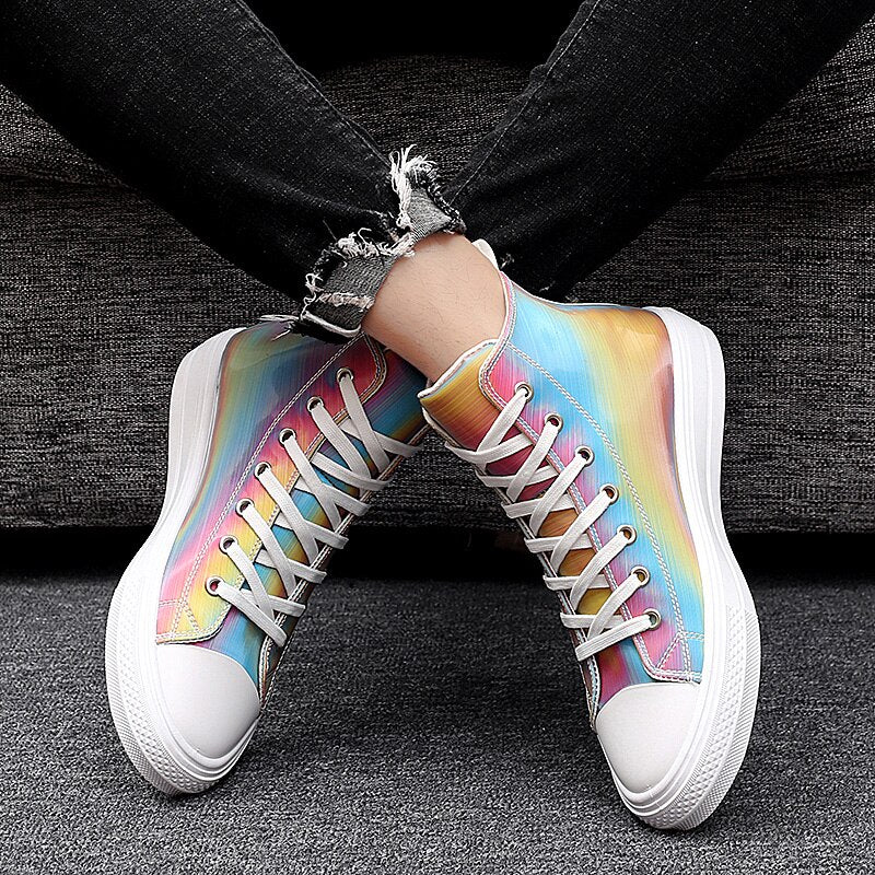 Men's Color-changing Canvas Shoes Outdoor Waterproof Trendy Flashing Boarding Shoe Summer Casual Comfortable Running Sneakers