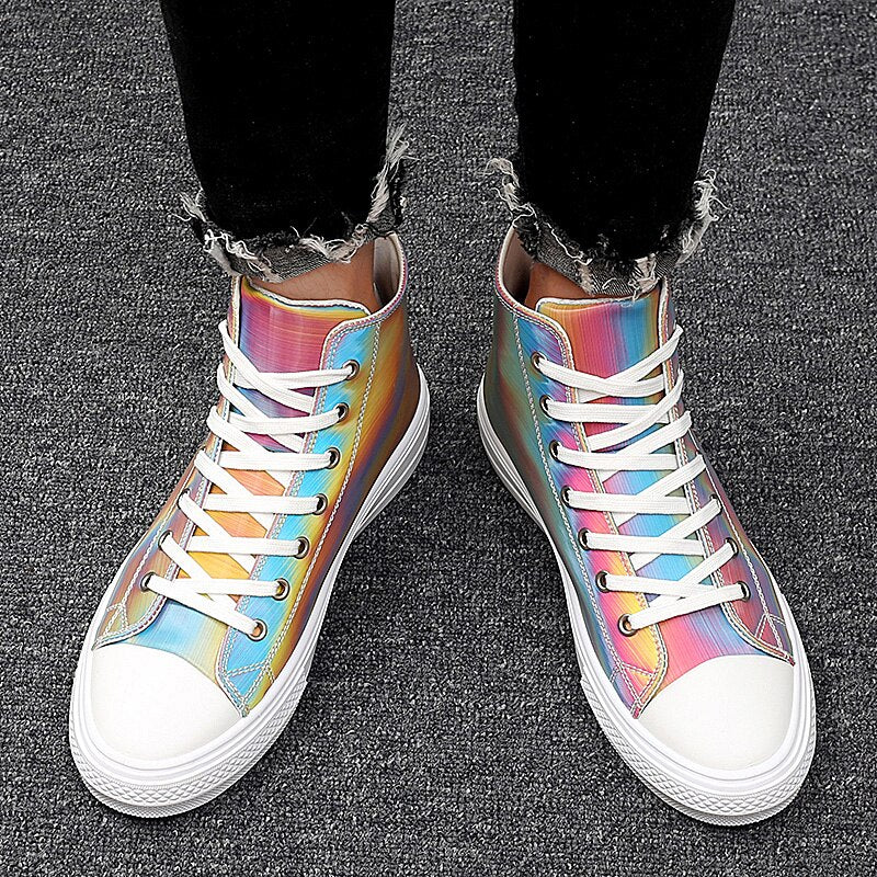 Men's Color-changing Canvas Shoes Outdoor Waterproof Trendy Flashing Boarding Shoe Summer Casual Comfortable Running Sneakers