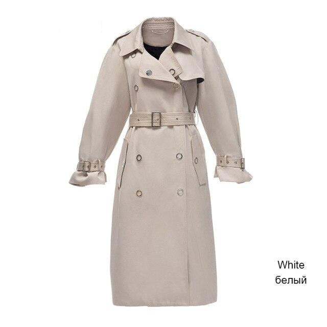 British style metal buckle belt Women's coats