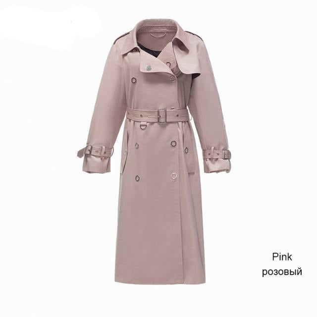 British style metal buckle belt Women's coats