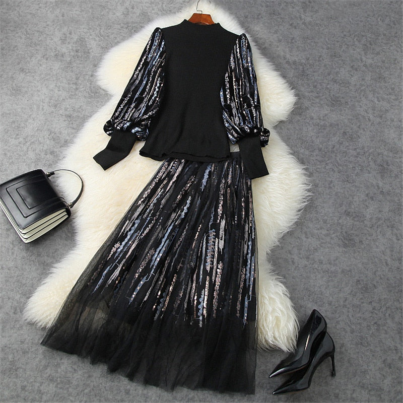 Women's Fall Winter 2 Piece Dress Set