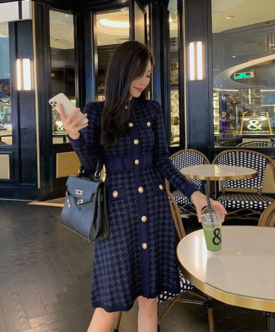 Women Winter Autumn Knitted Dress Knitwear Casual Mini