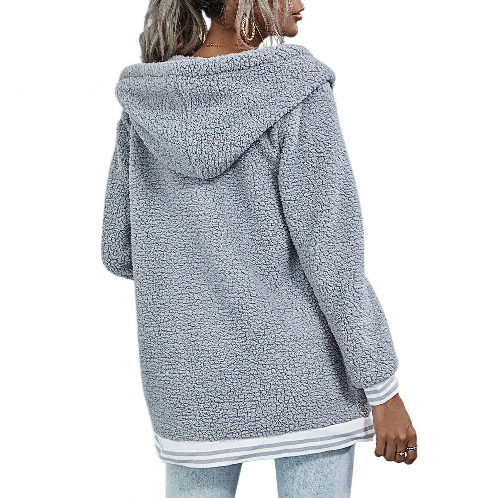 Winter Women Pockets Warm Fur Coat