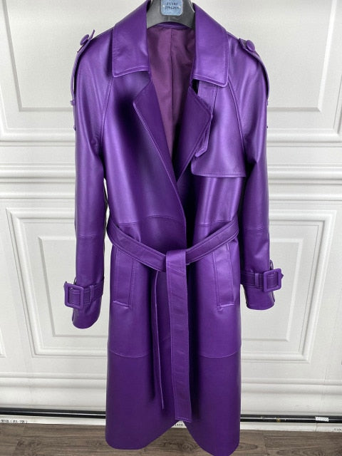 Long Leather Coat  Trench For Women