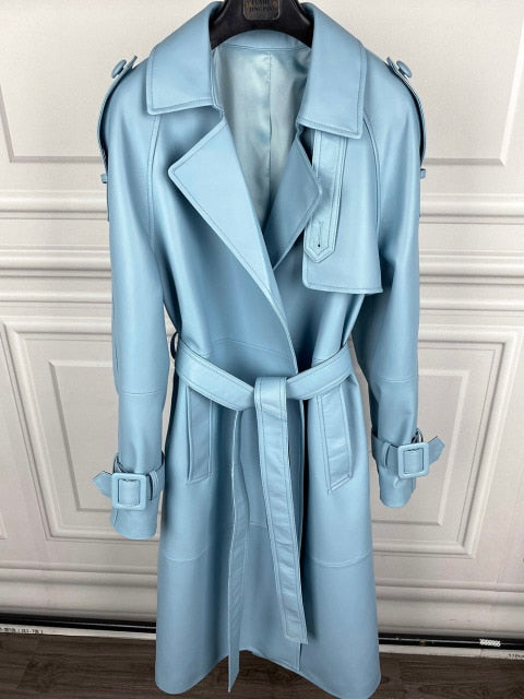 Long Leather Coat  Trench For Women