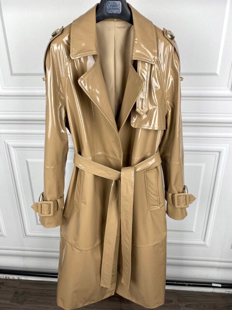 Long Leather Coat  Trench For Women