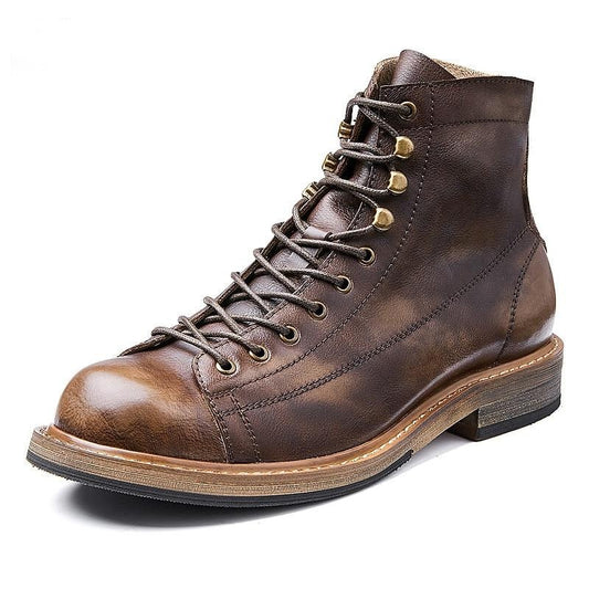 Retro Big Round Toe Men Work Boots