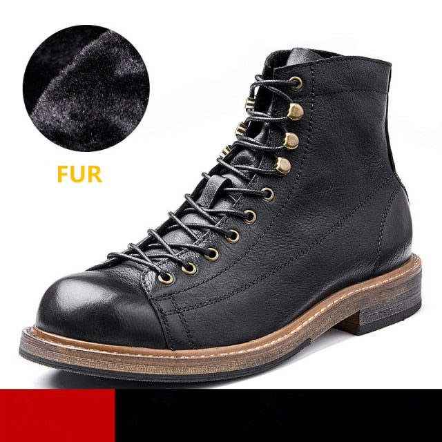 Retro Big Round Toe Men Work Boots