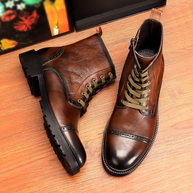 Men Winter Chelsea Boots Genuine Leather