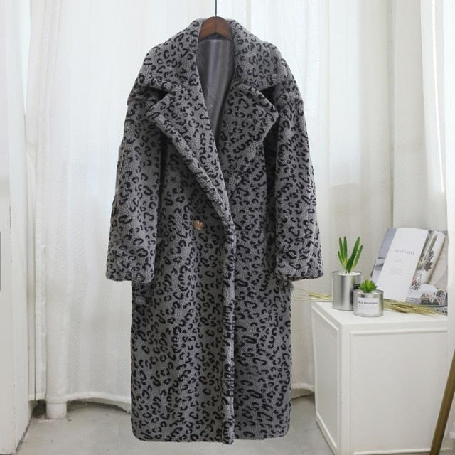 Pink Long Teddy Bear Jacket Coat Women Winter Thick Warm