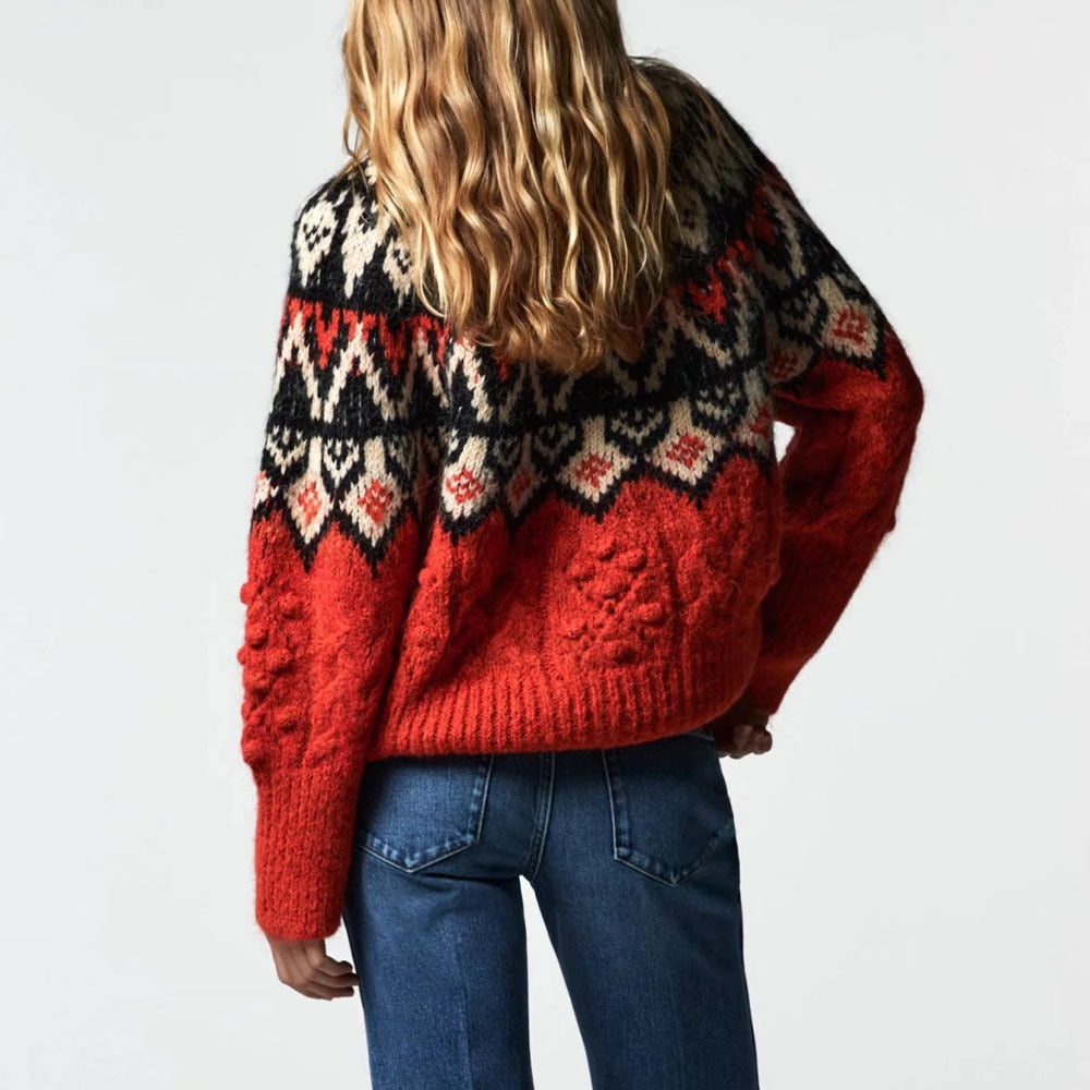 Women's round neck knitted sweater