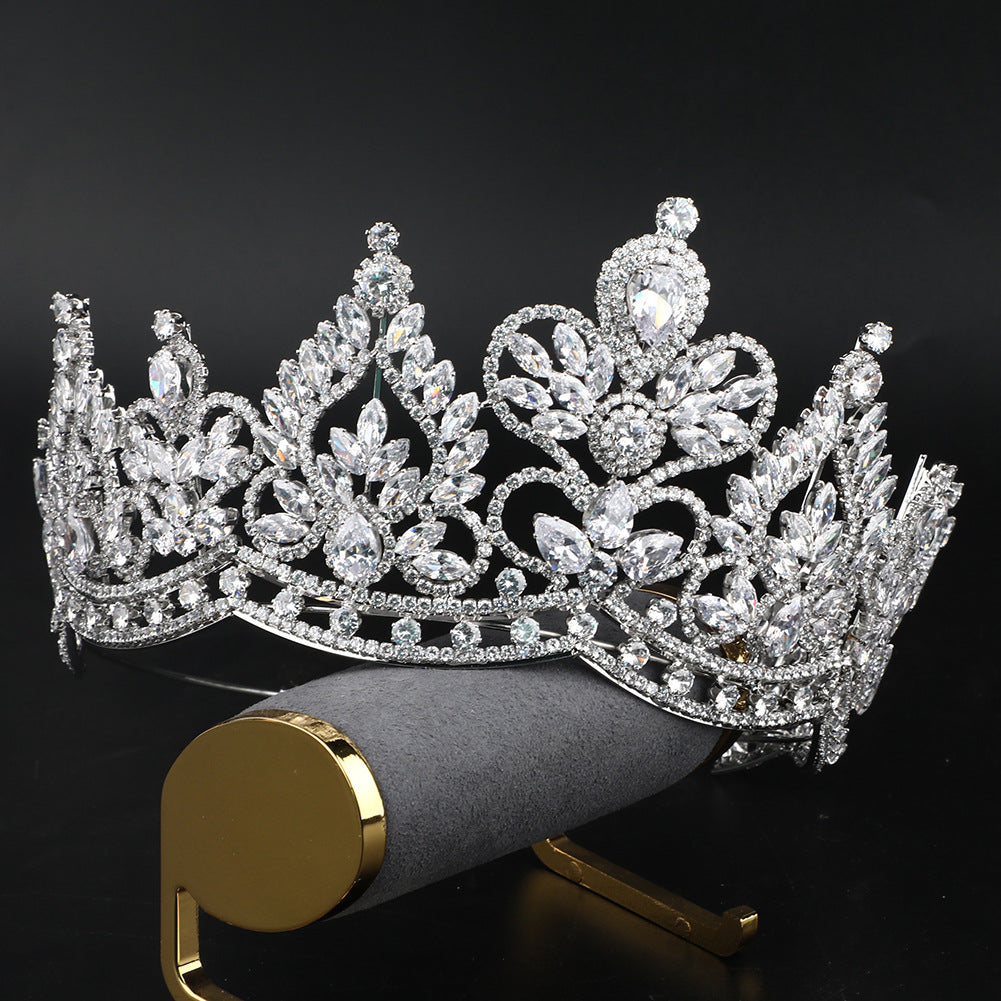 Wedding Tiara Luxury Bridal Headdress Full Zircon Lengthen Crown