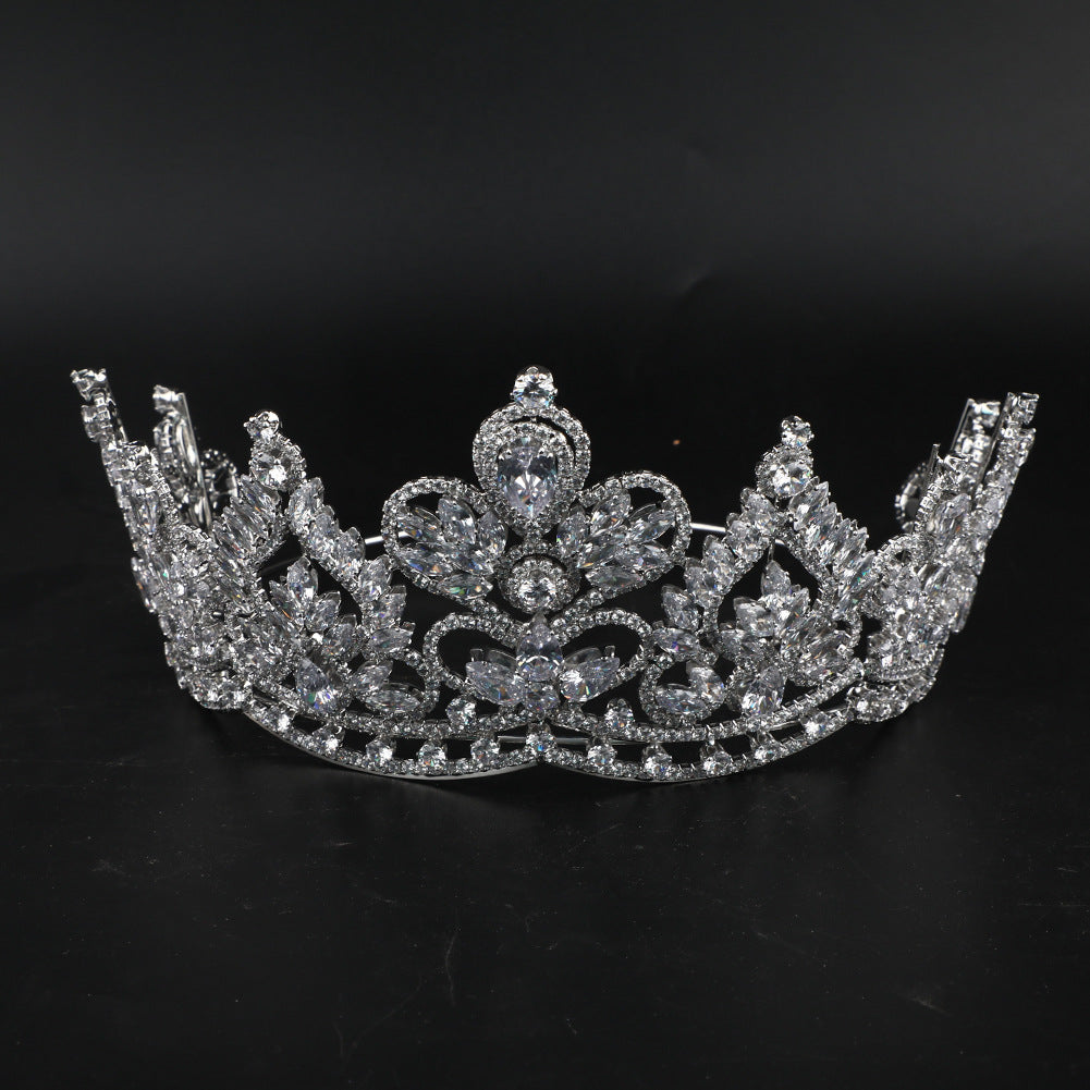 Wedding Tiara Luxury Bridal Headdress Full Zircon Lengthen Crown