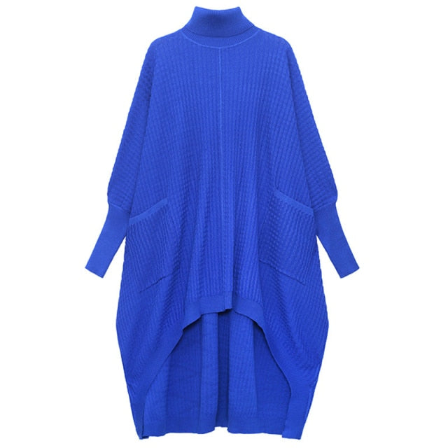 Women Irregular Big Size Knitting Dress Loose Fit