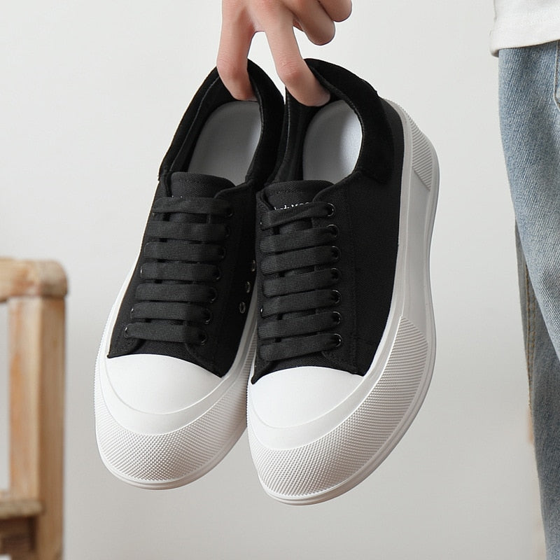 Men's Bottom Lace-up Canvas Shoes Feet Loose