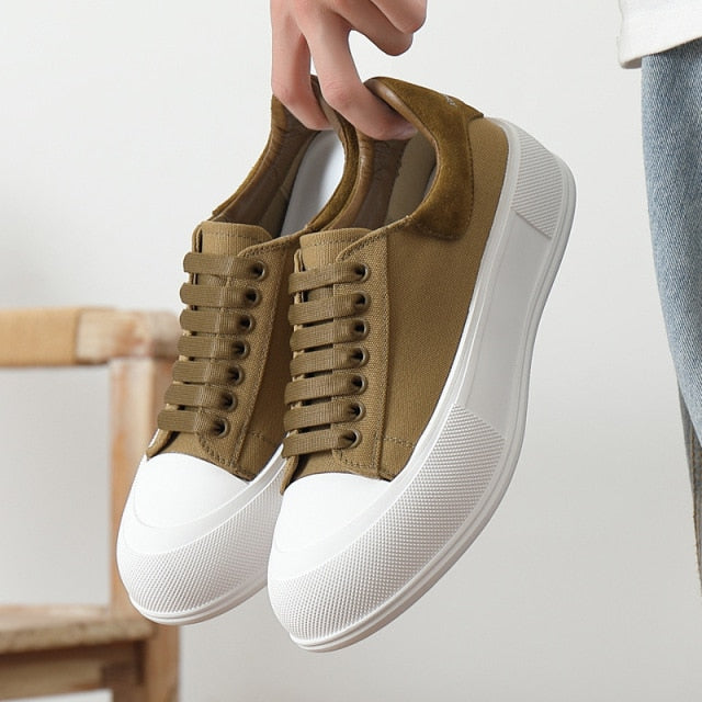 Men's Bottom Lace-up Canvas Shoes Feet Loose