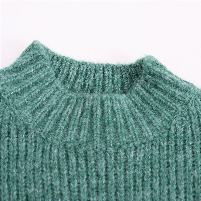 Women Sweater Knitting Ruffles Half-height Collar