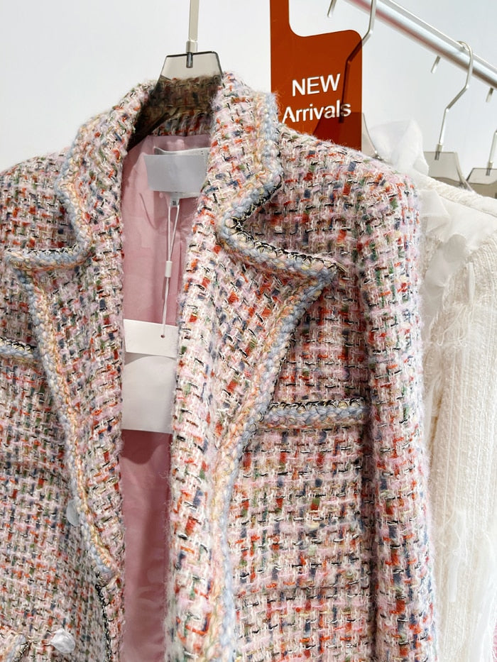 small perfume heavy tweed gold thread suit woolen coat