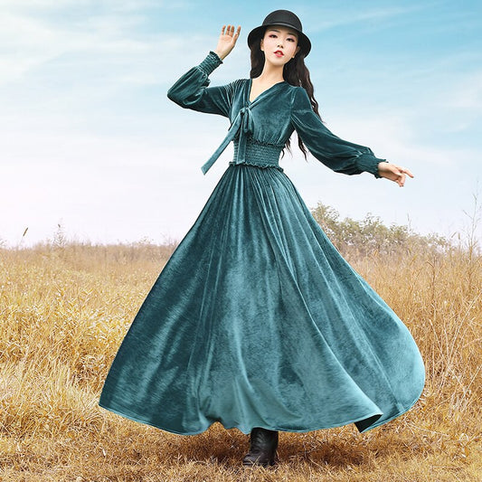 One-piece Long Maxi Long Lantern Sleeve Dresses