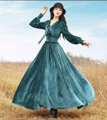 One-piece Long Maxi Long Lantern Sleeve Dresses