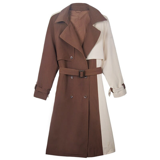 Long Patchwork Women Trench Coat