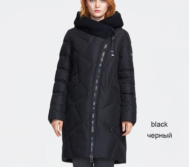 thick cotton long fashion down jacket woman