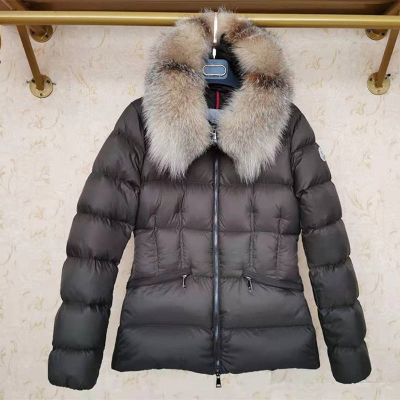 Women r Collar Designer Luxury  Down Jacket